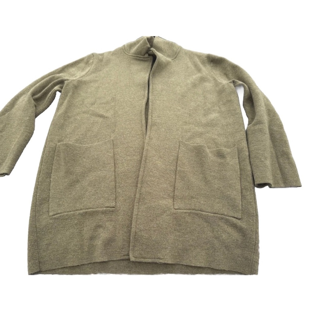 J. Crew Olive Green Open-Front Long Cardigan Sweater